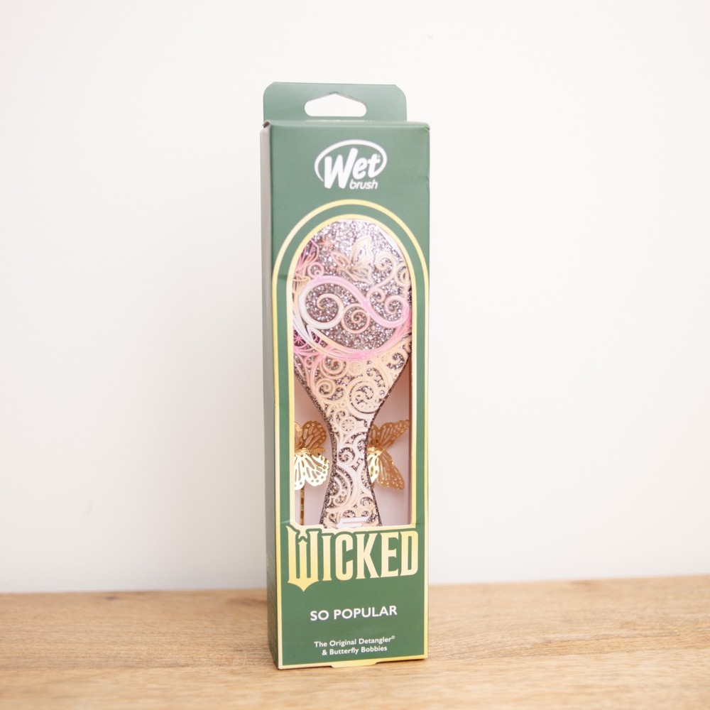 Wicked So Popular Wet Brush Pink Detangler Witch Glinda Gold Butterfly Bobbies‎